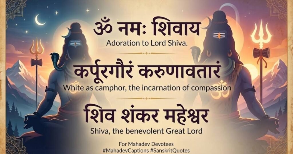 Mahadev captions for Instagram in Sanskrit
